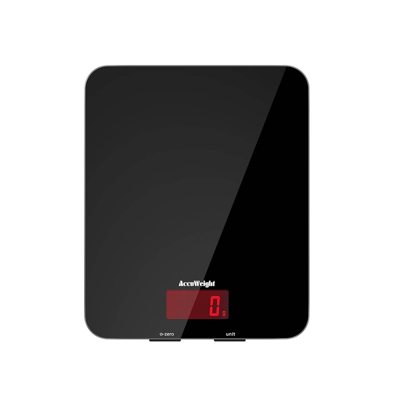 ACCUWEIGHT 201 Digital Kitchen Scales with Tempered Glass Platform Electronic Weighing Food Scale with Backlit LCD, 5kg/11lb