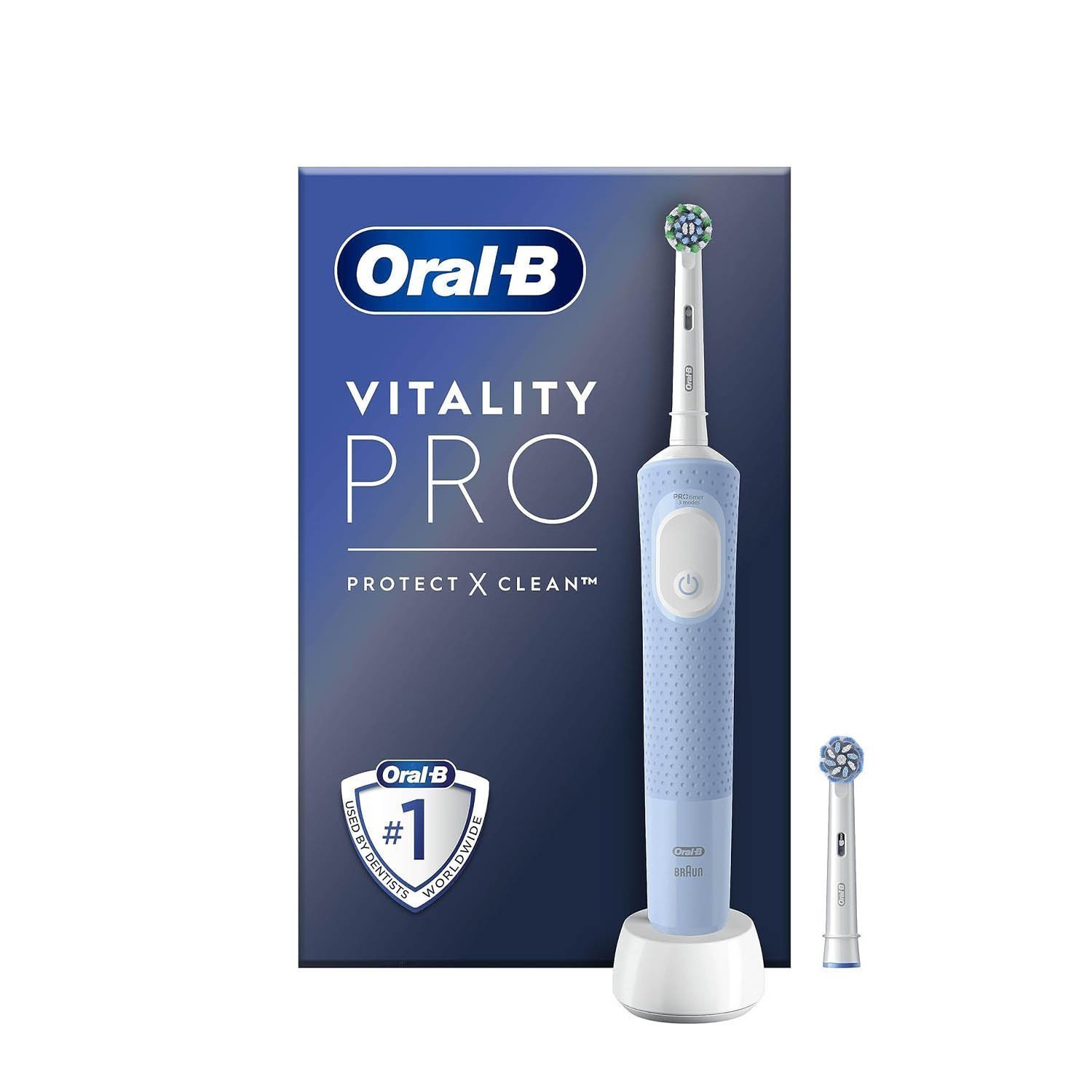 Oral-B Vitality Pro Electric Toothbrushes Adults, 1 Handle, 2 Toothbrush Heads, 3 Brushing Modes Including