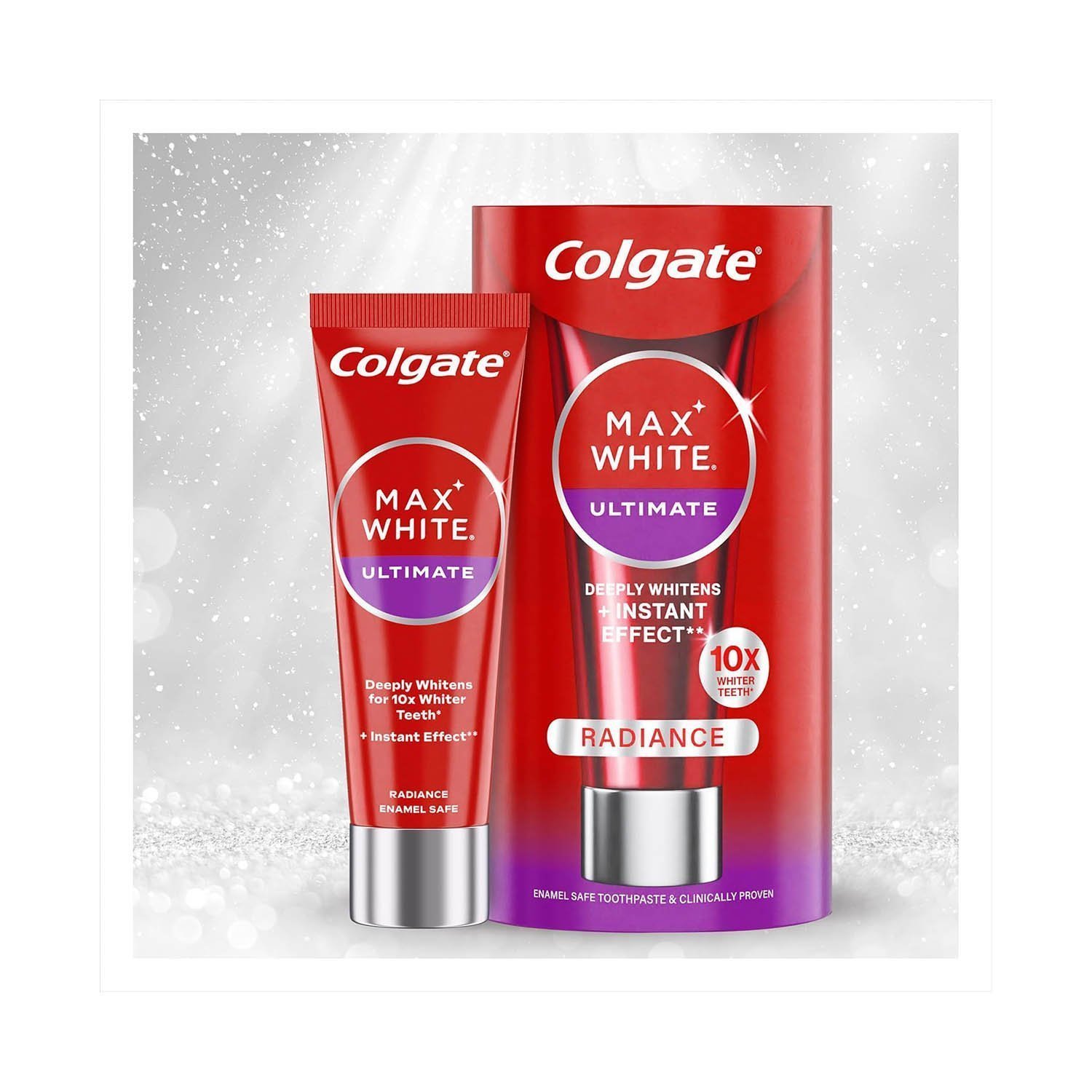 Colgate Max White Ultimate Radiance Toothpaste, Whiten Teeth and Reverse 15 Years of Stains, 75ml Tube
