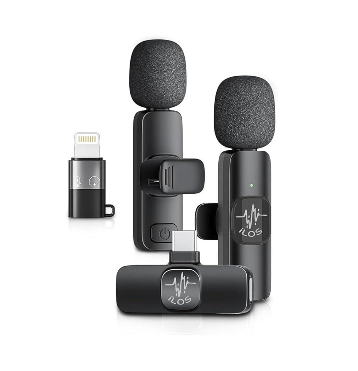 ILOS Wireless Lavalier Microphone for iPhone & Android Clip-On Mic, Noise Reduction, 65ft Range, 8H Battery, Bluetooth, Plug & Play - Ideal for Vlogging, YouTube, Podcasts, Interviews