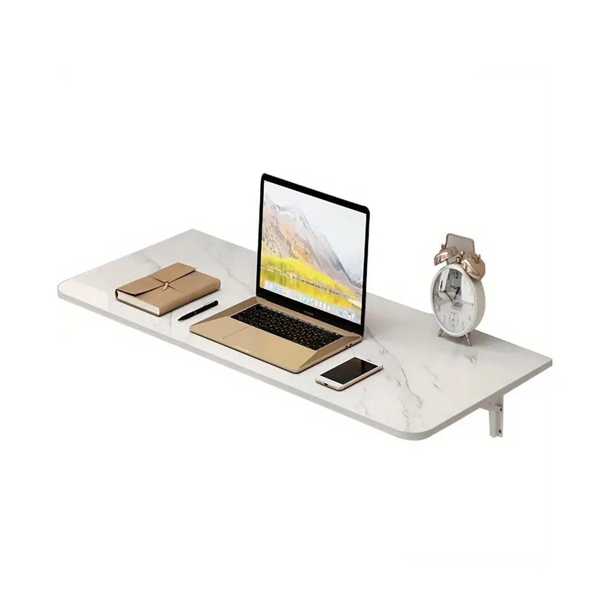 Wall-Mounted Folding Desk, Wood Floating Drop-Leaf Table