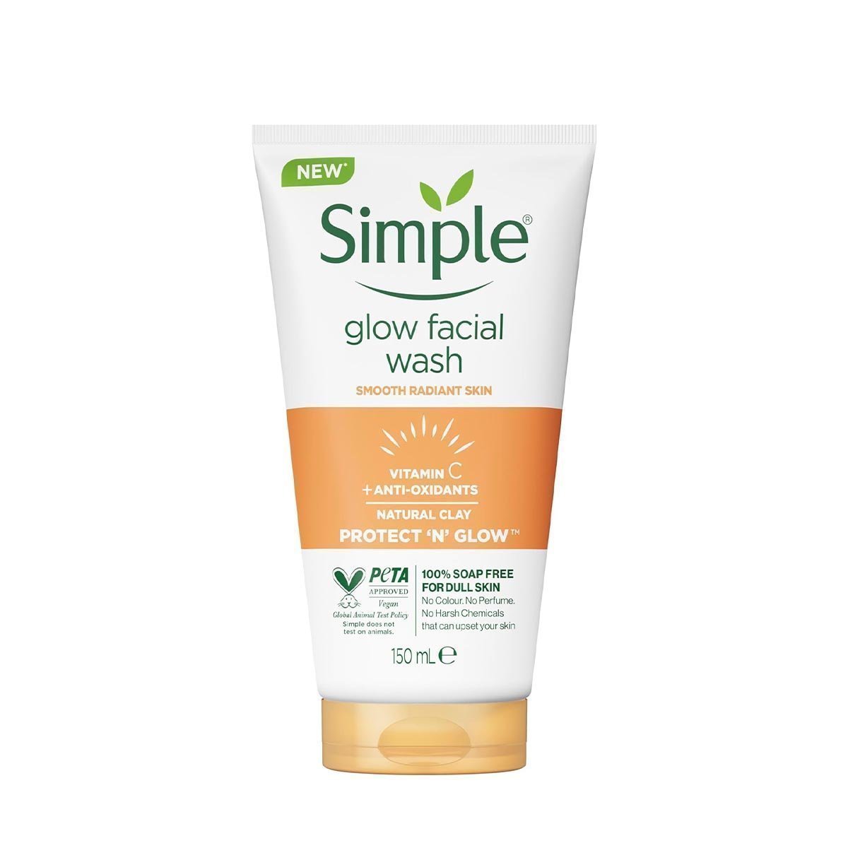 Simple Protect 'N' Glow Express Glow Clay Polish Cleanser leaves skin naturally glowing for expert facial skin care 150 ml