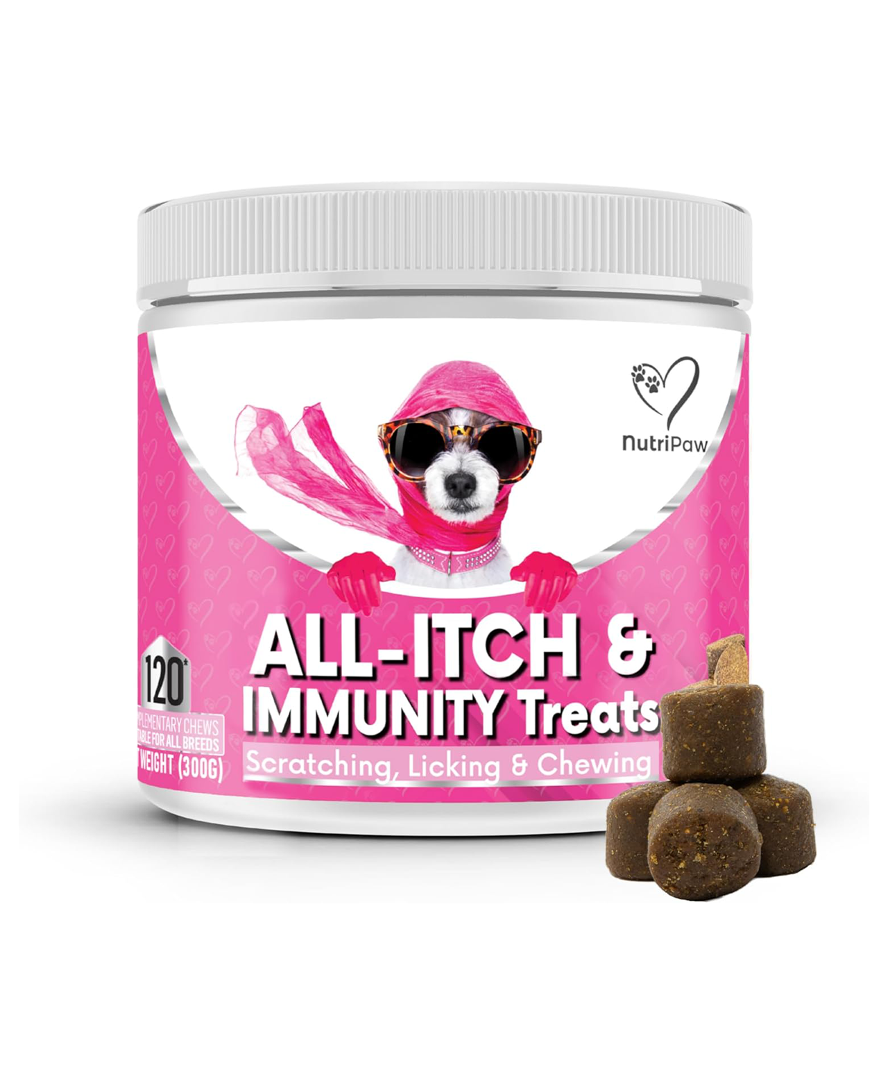NutriPaw All-Itch Immunity Treats For Dogs - Perfect for Small, Medium & Large Dogs - Supports Seasonal Itching