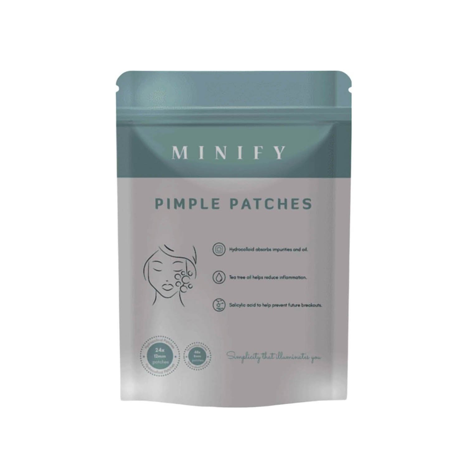 Pimple Patches by Minify - 72 Hydrocolloid Acne Spot Treatment Patches with Salicylic Acid & Tea Tree Oil, Fast Blemish and Spot Treatment