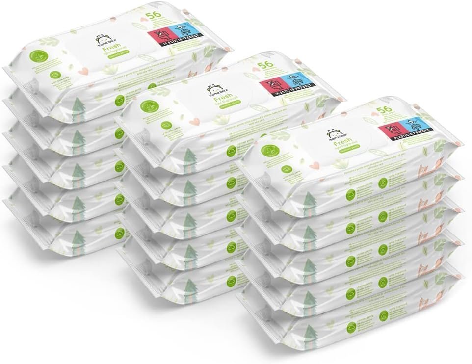 Mama Bear Fresh Lightly Fragranced Baby Wipes, 1008 Count (18 Packs of 56), Packaging May Vary