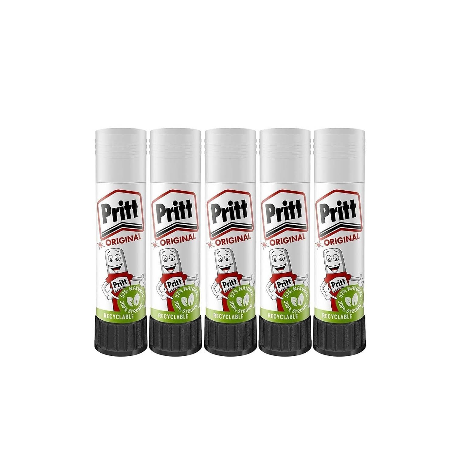 ZYBUX - Pritt Glue Sticks (5 Pack, 11g Each) - 90% Natural, Strong Hold, Child-Friendly Adhesive