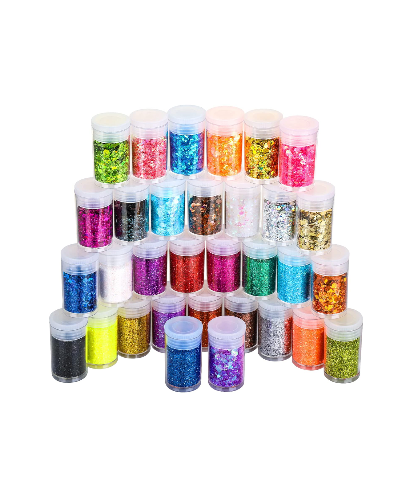 16pcs Extra Fine Glitter Powder & 16pcs Holographic Chunky Glitter Set
