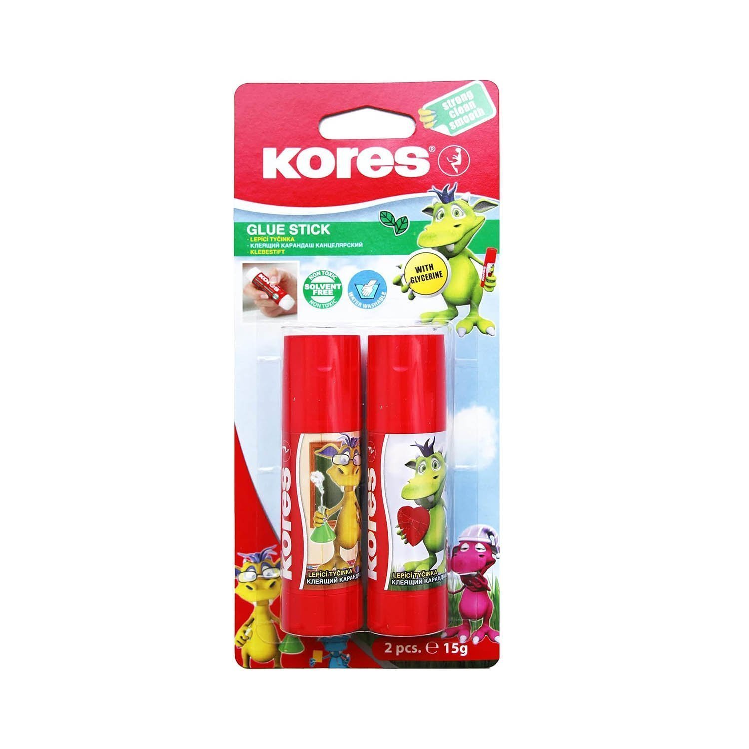 Kores - Fantasy Glue Stick for Kids, Strong-Hold Adhesive - Pack of 2,white